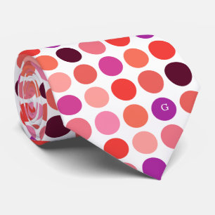 Chic färgrik polka dotsmönstermonogram slips
