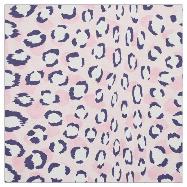 Chic - färgstark marin blå rosa cheetah-utskrift m tyg (Provkarta)