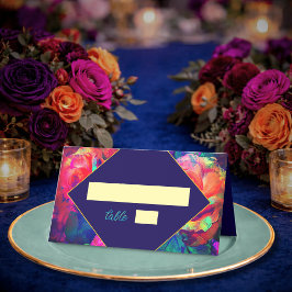 Chic, färgstarka, ljusa blommor bröllop placeringskort