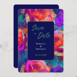 Chic, färgstarka, ljusa blommor bröllop spara datumet