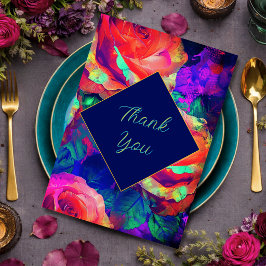 Chic, färgstarka, ljusa blommor bröllop tack kort