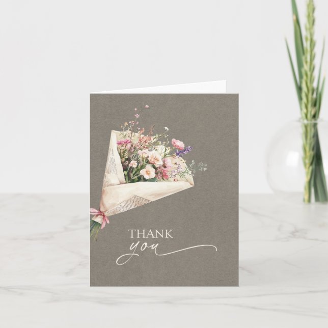 Chic Farmers Market Bridal Shower Thank You Card Tack Kort (Framsida)
