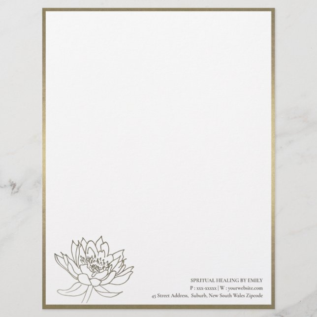 CHIC FAUX BLEK GULD SILVER LOTUS BLOMMIGT AFFÄRSVE BREVHUVUD (Framsida)