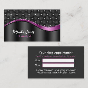 Chic Faux Brushed Metall Black Lila Monogram Tidsbeställning Kort