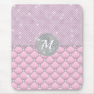 Chic Faux Crystal Rosa Silver Diamond Monogram Musmatta