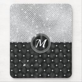 Chic Faux Crystal Silver Black Diamond Monogram Musmatta