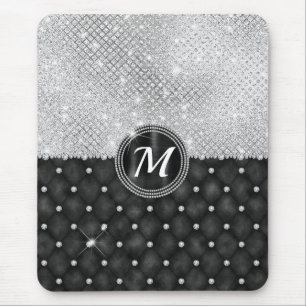Chic Faux Crystal Silver Black Diamond Monogram Musmatta