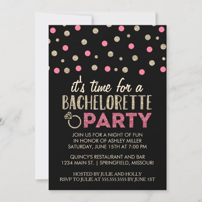 Chic Faux Glitter Bachelorette-partiets inbjudning Inbjudningar (Framsida)