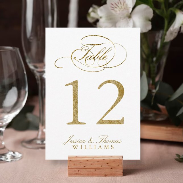 Chic Faux Gold Foil Bröllop Bordsnummer Cards (Skapare uppladdad)