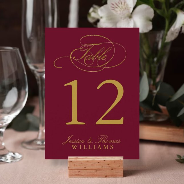Chic Faux Gold Foil Bröllop Bordsnummer Cards (Skapare uppladdad)