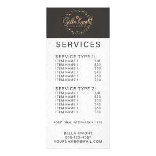 Chic Faux Gold Foil Diamond Gem Company Pris List Reklamkort