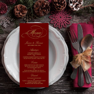 Chic Faux Gold Foil-menymall Reklamkort