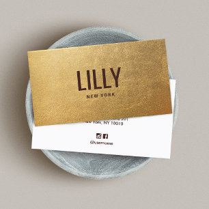 Chic Faux Gold Foil Modern Typography Visitkort