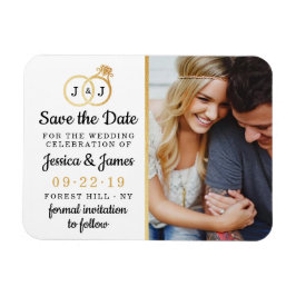 Chic Faux Gold Foil Monogram Bröllop Ringar Magnet