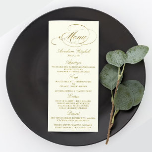 Chic Faux Gold Foil Party Menu Template - Ivory Meny