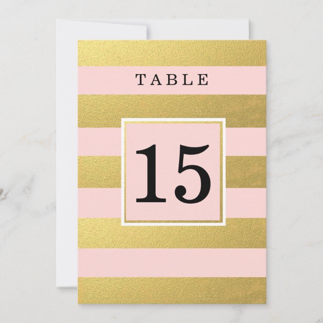 CHIC FAUX GOLD FOIL Rosa BORDSNUMMER CARDS (Framsida)