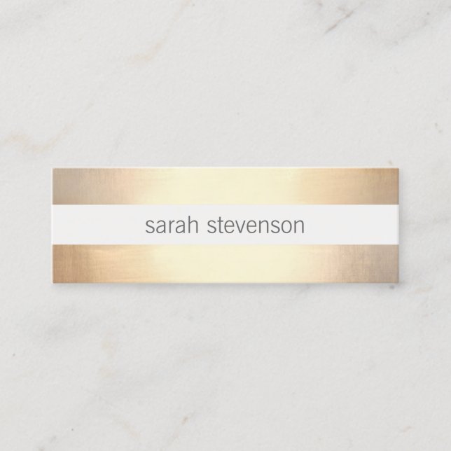 Chic Faux Gold Foil Stripe Modern Mini Visitkort (Framsida)