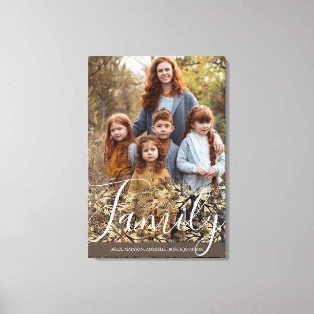 Chic Faux Golden Glitter Foliage Fullt Photo Canvastryck (Framsida)