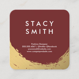 Chic Faux Guld Brushed Deep Red Fyrkantigt Visitkort