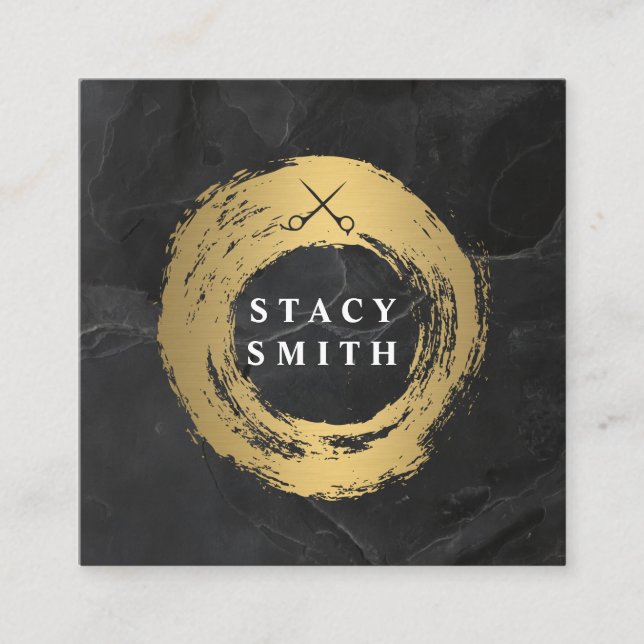 Chic Faux Guld Brushed | Marble Lux Fyrkantigt Visitkort (Framsida)