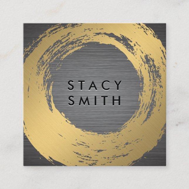 Chic Faux Guld Brushed | Metall Brushed Fyrkantigt Visitkort (Framsida)