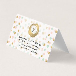 Chic Faux Guld Brushed POLKA DOTS GLITTER Visitkort
