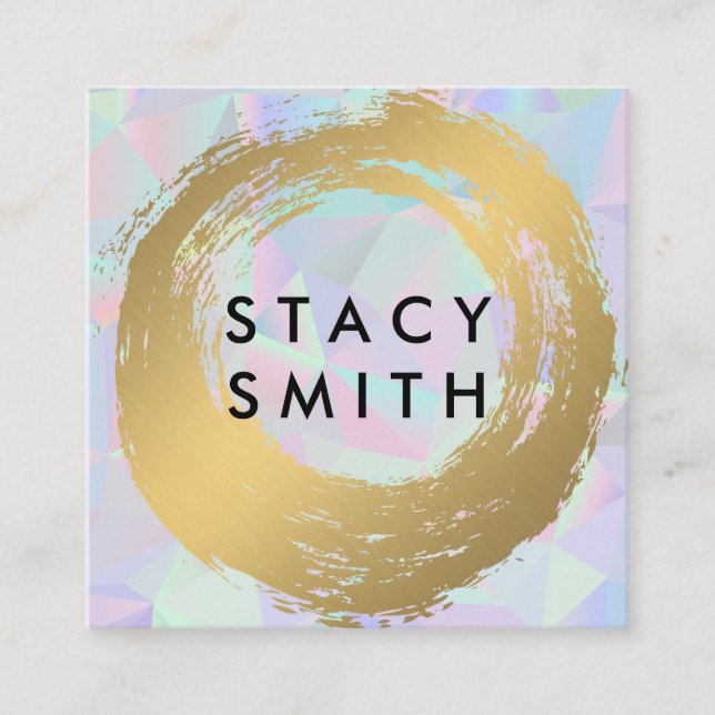 Chic Faux Guld Brushed | Retro Geometric Backgroun Fyrkantigt Visitkort (Framsida)