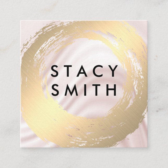 Chic Faux Guld Brushed Silke Drapery Fyrkantigt Visitkort (Framsida)