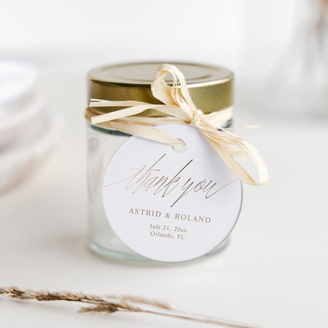 Chic Faux Guld Calligraphy Favor Bröllop Gåvor Etiketter (Skapare uppladdad)