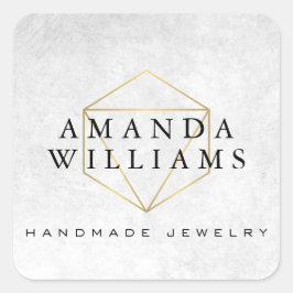 Chic Faux Guld Gemstone Jewelry Designer Stickers Fyrkantigt Klistermärke