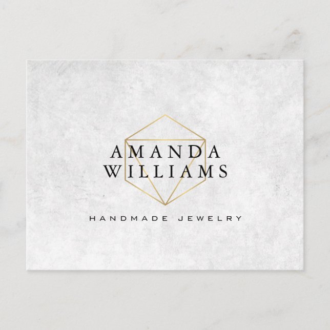 Chic Faux Guld Gemstone Jewelry Designer vykort (Framsida)