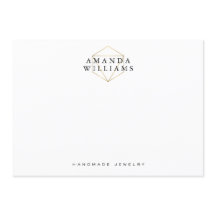 Chic Faux Guld Gemstone Jewelry Flat Note Card