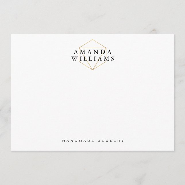 Chic Faux Guld Gemstone Jewelry Flat Note Card Anteckningskort (Framsida)