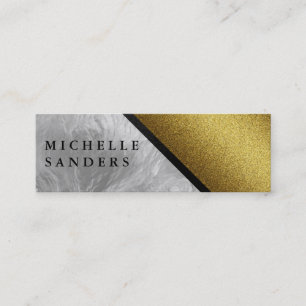 Chic Faux Guld glas med lädertrim Mini Visitkort