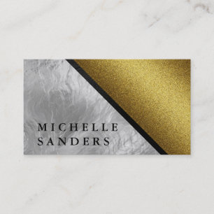 Chic Faux Guld glas med lädertrim Visitkort