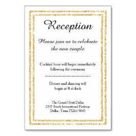 Chic Faux Guld Glitter Trim - Inmatningskort Bordsnummer