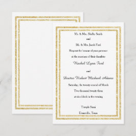 Chic Faux Guld-grynad trim - 3 x 5 bröllopsinbjuda Inbjudningar