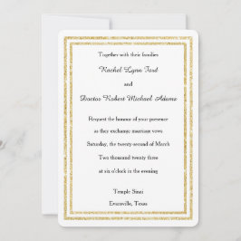 Chic Faux Guld-grynad trim - Bröllopsinbjudan fem Inbjudningar