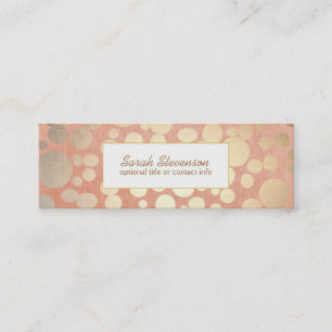 Chic Faux Guld Löv Circles Rosa Linen look Mini Visitkort
