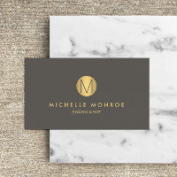 Chic Faux Guld minimalistiskt monogramAffärskort