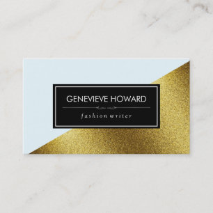 Chic Faux Guld och Blue Geometric Färg Block Visitkort