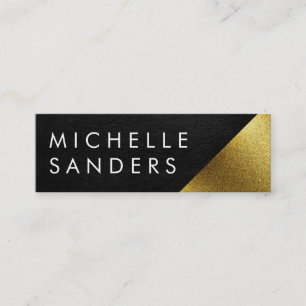 Chic Faux Guld och läder Geometric Färg block Mini Visitkort