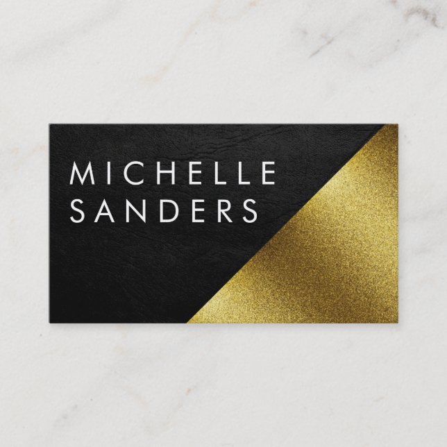 Chic Faux Guld och läder Geometric Färg block Visitkort (Framsida)