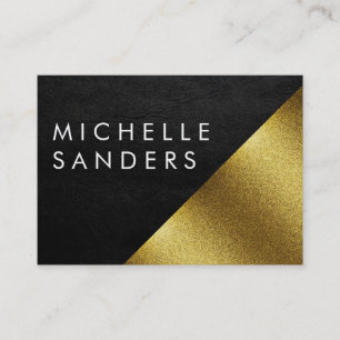 Chic Faux Guld och läder Geometric Färg block Visitkort