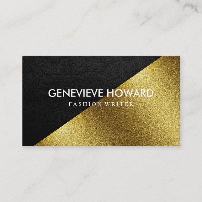 Chic Faux Guld och läder Geometric Färg block Visitkort (Framsida)