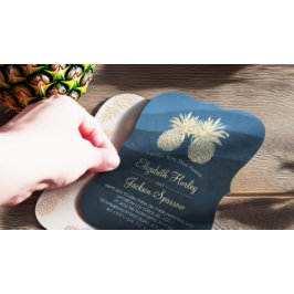 Chic Faux Guld Pineapple par Blue Wave Bröllop Inbjudningar