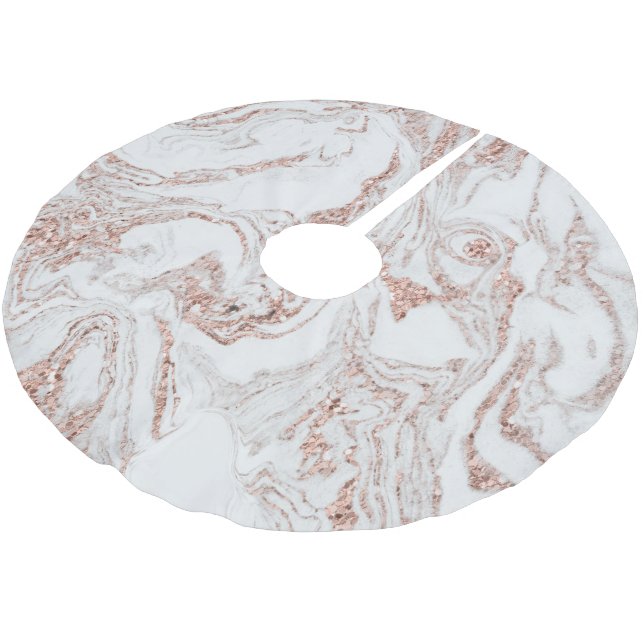 Chic Faux Marble Ro Guld Julgransmatta Borstad Polyester (Vinklad)