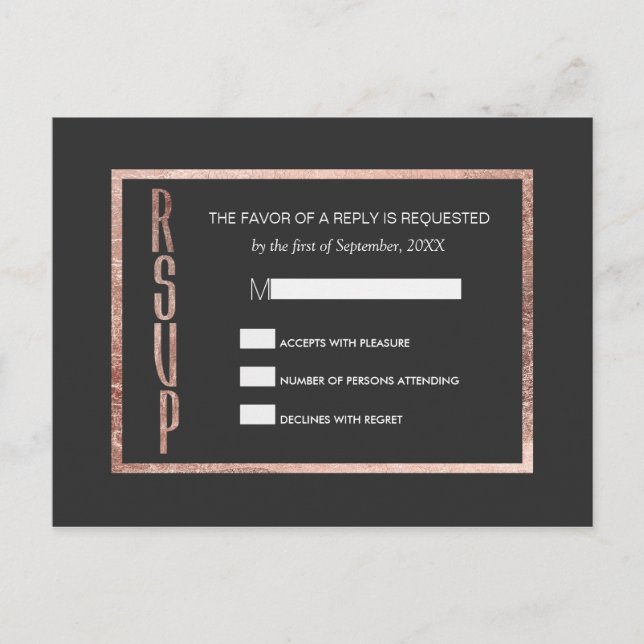 Chic Faux Ro Guld OSA Postcard Inbjudan Vykort (Framsida)