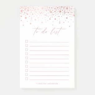 Chic Faux Ro guldfolkonfetti Dot-Personlig Post-it Block