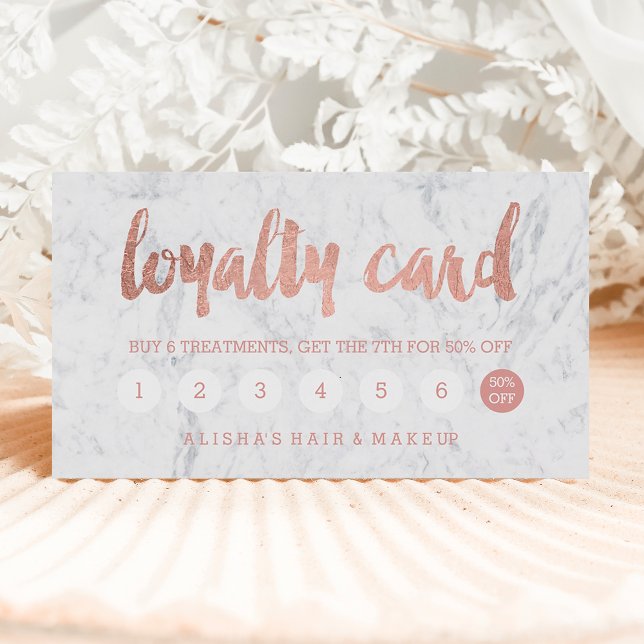 Chic faux ro typography marble loyalty card lojalitetskort (Skapare uppladdad)